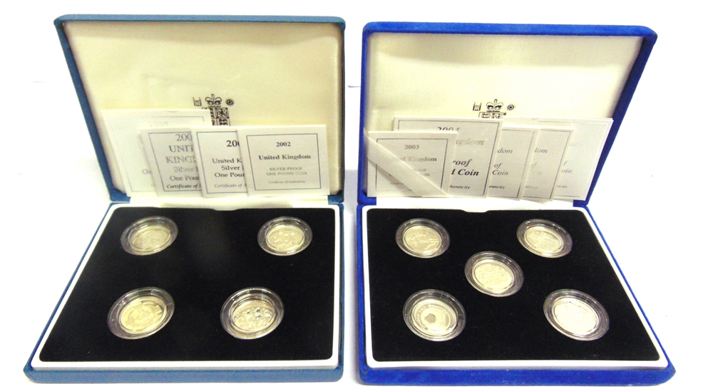 UNITED KINGDOM - A SILVER PROOF ONE POUND COLLECTION comprising those for 1999, 2000, 2001, and