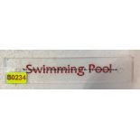Clear acrylic SWIMMING POOL door sign from the Medical Corridor at Liverpool Football Club's Melwood