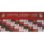 Club partners/sponsors backdrop used in the Press Conference Room at Liverpool Football Club's