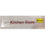 Clear acrylic KITCHEN STORE door sign from Liverpool Football Club's Melwood Training Ground,