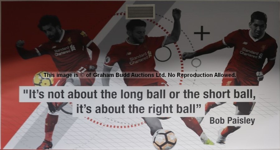 Bob Paisley THE RIGHT BALL quote, Salah, Lallana and Firmino wall mural from the Gymnasium at - Image 3 of 4