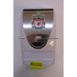 Hand sanitiser dispenser with LFC crest from the Medical Corridor at Liverpool Football Club's