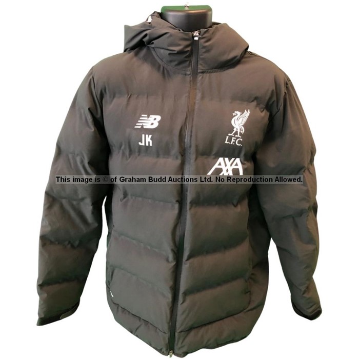 Liverpool manager Jurgen Klopp-worn dark grey stadium puffer jacket from the 2019-20 Premier - Image 6 of 8