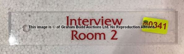 Clear acrylic INTERVIEW ROOM 2 door sign from Liverpool Football Club's Melwood Training Ground,