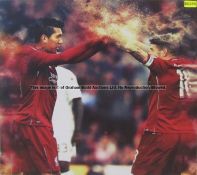 Firmino and Moreno celebration wall art from Liverpool Football Club's Melwood Training Ground,