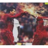 Firmino and Moreno celebration wall art from Liverpool Football Club's Melwood Training Ground,