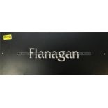 Jon Flanagan's black painted aluminium locker door name plate from Liverpool Football Club's Melwood