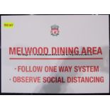 MELWOOD DINING AREA acrylic signage from the Players and Staff Canteen at Liverpool Football Club'