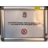 NO MOBILE PHONES signage from the Treatment Room at Liverpool Football Club's Melwood Training