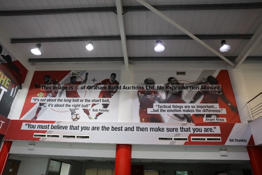 Bob Paisley THE RIGHT BALL quote, Salah, Lallana and Firmino wall mural from the Gymnasium at - Image 2 of 4