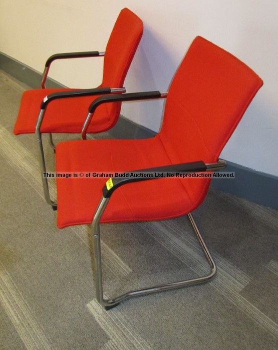 Two matching red upholstered audience chairs from the Press Conference Room at Liverpool Football - Image 3 of 3