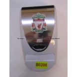 Hand sanitiser dispenser with LFC crest from the Players and Staff Canteen at Liverpool Football