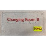 Clear acrylic CHANGING ROOM B door sign from the Changing Rooms Corridor at Liverpool Football