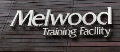 MELWOOD TRAINING FACILITY aluminium sign from wooden exterior wall of Liverpool Football Club's