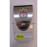 Hand sanitiser dispenser with LFC crest from Gymnasium at Liverpool Football Club's Melwood Training