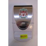 Hand sanitiser dispenser with LFC crest from Men's Toilets at Liverpool Football Club's Melwood