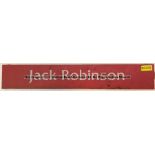 Jack Robinson's reserved parking space name plate from the Car Park at Liverpool Football Club's