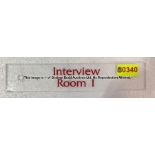 Clear acrylic INTERVIEW ROOM 1 door sign from Liverpool Football Club's Melwood Training Ground,