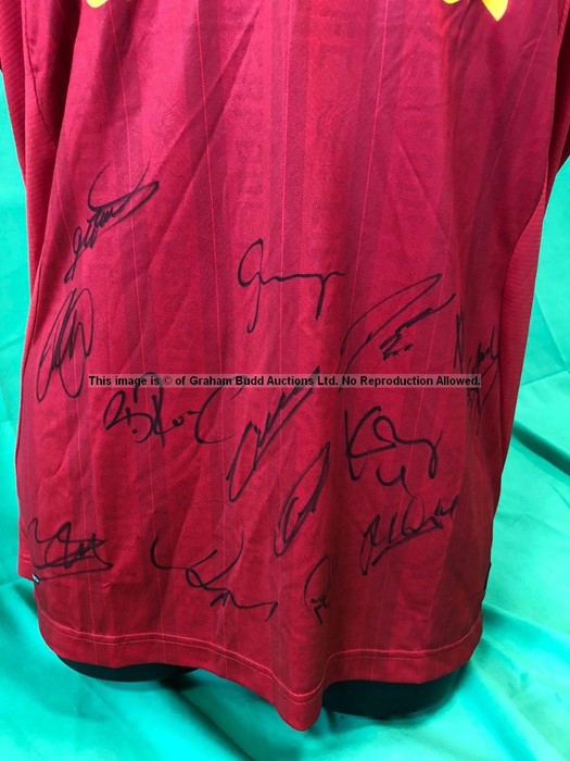 Steven Gerrard and first team signed red Liverpool FC replica home jersey season 2013-14 short- - Image 3 of 4