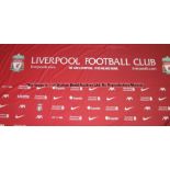 Club partners backdrop for use at press conferences, from the Press Conference Room at Liverpool