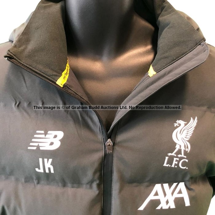 Liverpool manager Jurgen Klopp-worn dark grey stadium puffer jacket from the 2019-20 Premier - Image 7 of 8