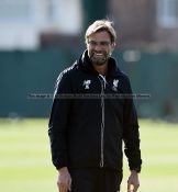 Liverpool manager Jurgen Klopp-worn black zip-up rain jacket from season 2015-16, New Balance brand,