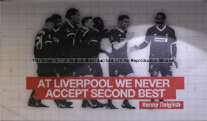 Kenny Dalglish NEVER ACCEPT SECOND BEST quote and Liverpool players wall mural from the Gymnasium at