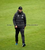 Liverpool manager Jurgen Klopp-worn dark grey stadium puffer jacket from the 2019-20 Premier