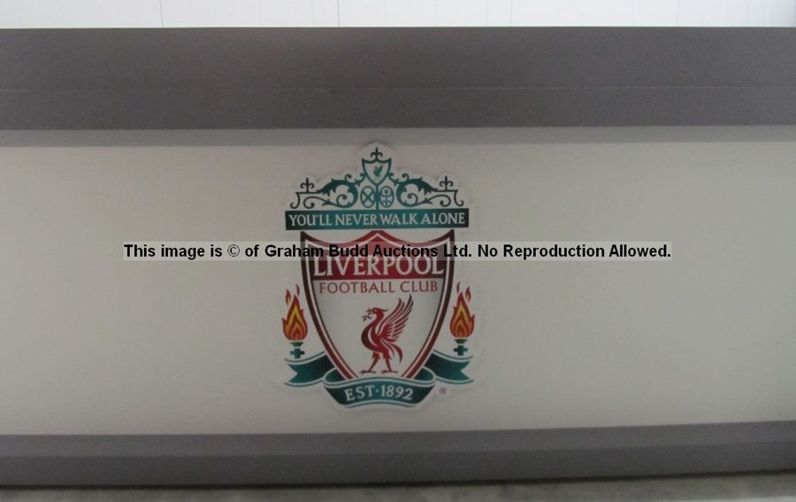 The Press Conference Room desk from Liverpool Football Club's Melwood Training Ground, grey and - Image 2 of 7