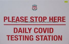 PLEASE STOP HERE acrylic signage from Liverpool Football Club's Melwood Training Ground, white