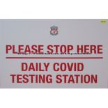 PLEASE STOP HERE acrylic signage from Liverpool Football Club's Melwood Training Ground, white