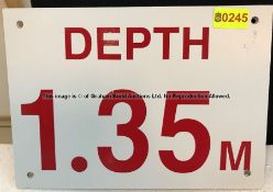 DEPTH 1.35 METRES wall sign from the Swimming Pool at Liverpool Football Club's Melwood Training