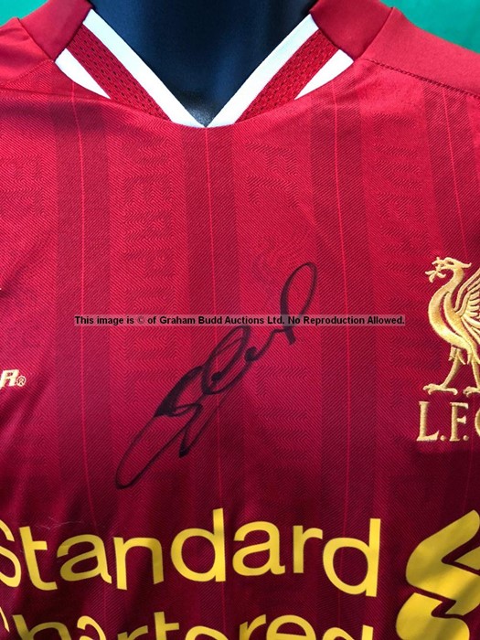 Steven Gerrard and first team signed red Liverpool FC replica home jersey season 2013-14 short- - Image 2 of 4