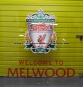 A large WELCOME TO MELWOOD wall sign from Liverpool Football Club's Melwood Training Ground, in 1cm.