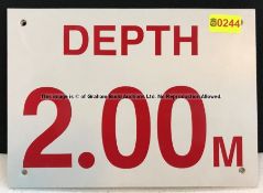 Two wall signs DEPTH 2.00M and NO DIVING from the Swimming Pool at Liverpool Football Club's Melwood