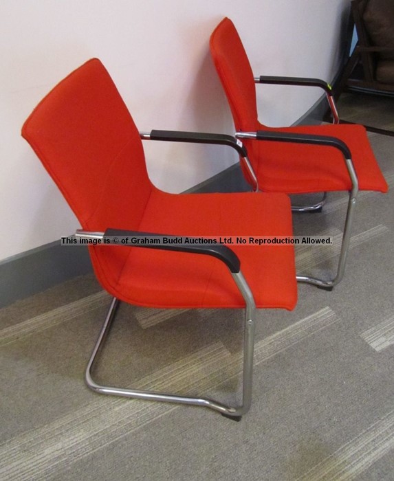 Two matching red upholstered audience chairs from the Press Conference Room at Liverpool Football - Image 2 of 3