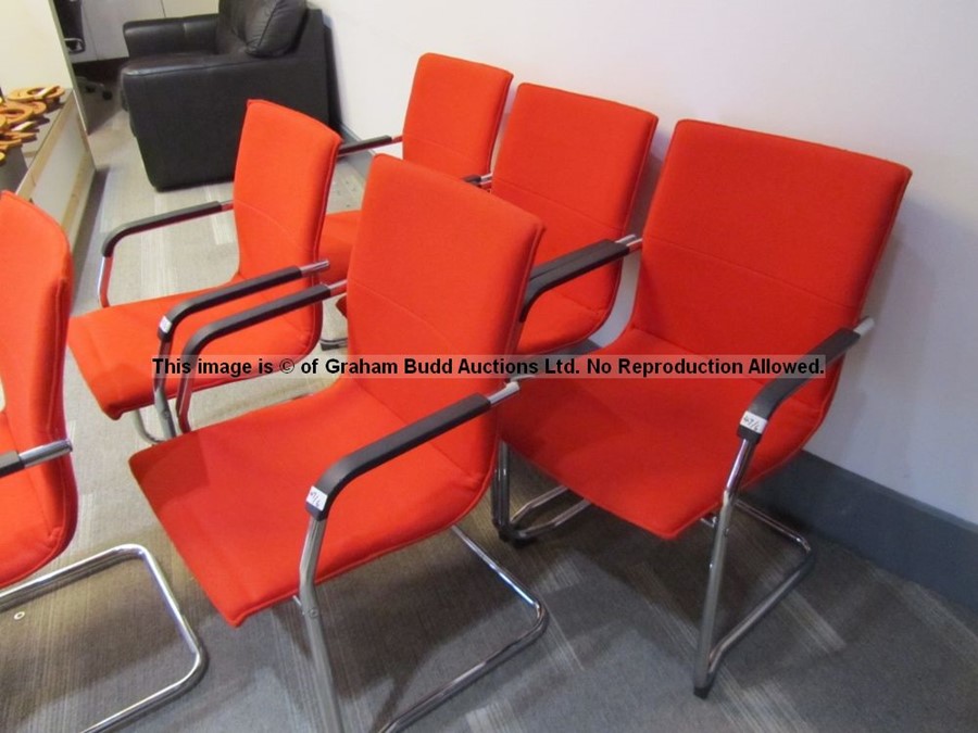 Six matching red upholstered audience chairs from the Press Conference Room at Liverpool Football - Image 5 of 5