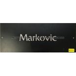 Lazar Markovic's black painted aluminium locker door name plate from Liverpool Football Club's