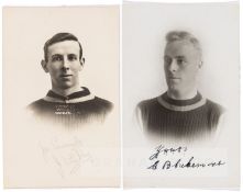 Two signed 1920s Crystal Palace player profile photographic postcards, comprising Cecil Blakemore,