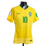 Neymar da Silva yellow Brazil No.10 jersey v Mexico in the 2018 FIFA World Cup round of 16, on 2nd