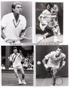 Large collection of press photographs of tennis legends, mix of b & w and colour action shots and