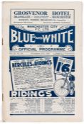 Manchester City 'Blue & White' official programme v Grimsby Town, at Maine Road, 27th November 1937,