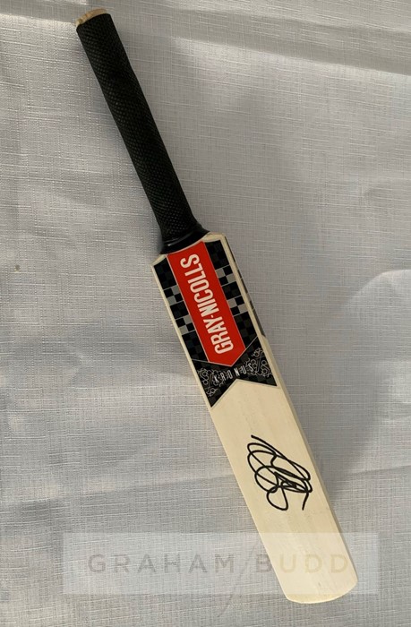 England cricket record Test Match runs scorer Sir Alastair Cook signed mini bat and action - Image 2 of 3