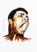 Paul Trevillion (British, b.1934), MUHAMMAD ALI, depicting the legendary boxer 'trash talking'