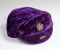 Jesse Pennington's purple England v Scotland international cap, 1920, purple velvet cap