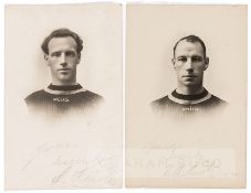 Two signed 1920s Crystal Palace player profile photographic postcards, comprising Edwin Smith,
