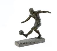 Henri Fugere (French, 1872-1944) spelter figure of a footballer, early 20th century, modelled