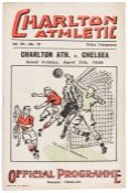 Charlton Athletic v Chelsea match programme, 7th April 1939 at The Valley, Vol.VII No.19 Season