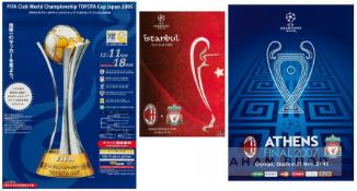 Two UEFA Champions League Final posters featuring Liverpool FC 2005 and 2007, each with fixture