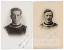 Two signed 1920s Crystal Palace player profile photographic postcards, comprising James
